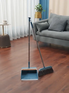 2-in-1 Broom Set for Bedroom Dustpan Rotatable Head Wind Proof No Gaps Easy Reach Deep Cleaning Save Time Effort