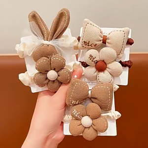 Dây thun cột tóc chun buộc tóc màu cafe sữa phong cách hàn quốc siêu dành cho bé gái