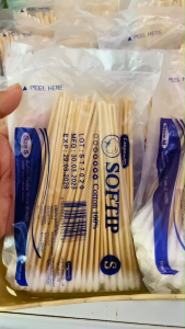 Longmed softip ไม้พันสำลีก้าน วัสดุฝ้าย Cotton 100% มี3ขนาด S/M/L (100 ก้าน/ห่อ) พร้อมส่งทุกขนาด [1ห่อ]