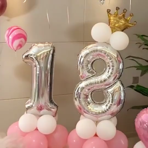 32 Inches Silver Number Balloon 0-9 Balloons for Age Birthday Wedding Room Party Decoration