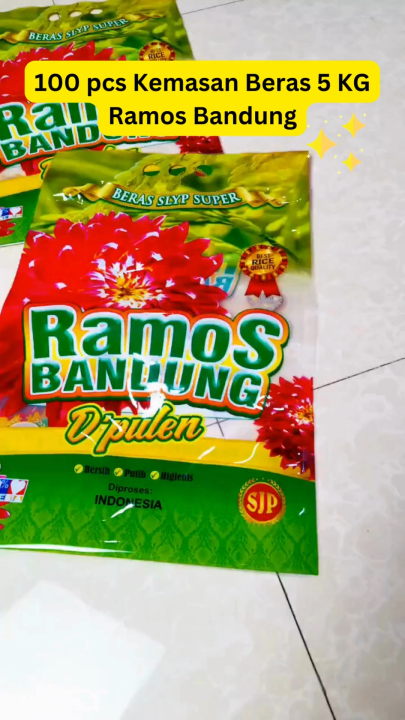 100 pcs Kemasan Beras 5 KG Plastik Premium Ramos Bandung Nylon lldpe