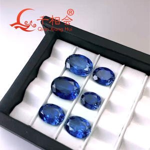 Oval Shape Natural Cut Lab Grown Cornflower Blue Sapphire: A High-Quality Loose Gemstone with Visible Inclusions