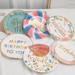 [SG]  🎁🎂Happy Birthday Colorful Disposable 7 inch Paper Plates 10PCS for Birthday Party Home Decor Kindergarten party🎈