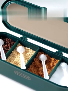 SN COD Tempat Bumbu Dapur Serbaguna Wadah Bumbu Seasoning Storage Box Termasuk Sendok / Rak Kotak Tempat Penyimpanan Bumbu / Dapur Minimalis Set Serbaguna Seasoning Box - TBD015