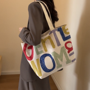 Thai Fashion Trend: Gentle Woman Tote Bag & Canvas Simple Shoulder Bags
