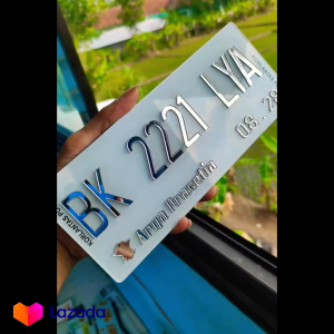 Plat Nomor Putih Timbul Crome Sepeda Motor Baut
