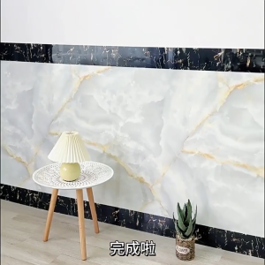 Estation - Wallpaper Dinding Motif Vinyl Marble Foam Roll Sticker Kamar Dekorasi PET 120 x 244cm
