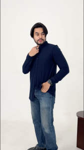 Hey Man Kemeja Casual Pique LS - Navy