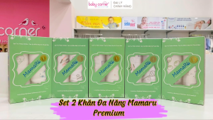 [NSX: 1/6/2024] Set 2 Khăn Đa Năng Premium Mamaru 120x120cm Họa Tiết Ngẫu Nhiên Cho Bé Từ Sơ Sinh