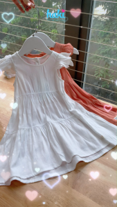 Đầm bé gái nhún 3 tầng tay cánh tiên HK514 - Trắng Haki váy bé gái váy mùa hè cho bé gái váy hè váy thiết kế cho bé 10-27kg