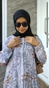 Gamis Wanita Rayon Motif Salur Syahila Elegan Busui