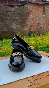 Docmar Soles Sepatu Casual Formal Glossy Black Baru Wanita Slip On Loafers