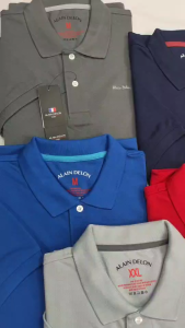 Alain Delon Polo เสื้อโปโล สีพื้น ผู้ชาย ไม่มีกระเป๋าที่อก รุ่น SSK018-1 ( มี 5สี )