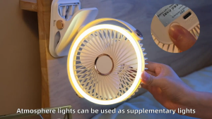 UNIG Kipas Angin USB Clip 720° Rechargeable 10000mA Electric Fan Clip Fan Desktop Fan Camping Fan with Light Mini Fan