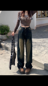 พร้อมส่ง กางเกงยีนส์ทรงกระบอกใหญ แต่งสีเฟดเท่ๆสไตล์สตรีท