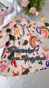 [KIDSFASHIONKOLEKSI]  Dress Kemeja Lengan Panjang Anak Perempuan Motif Random Nature Colourful