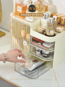 FREE MIRROR All In 1 Makeup Storage Drawer Organizer Box Cosmetic Dustproof Waterproof Cabinet Rack Kotak Kosmetik化妆收纳盒