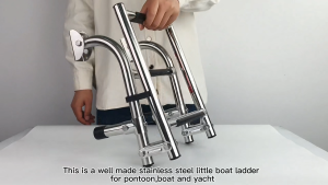 3Step/4Step Stainless Steel Boat Telescopic Folding Ladder With Anti-slip Ladder Rubber Pad