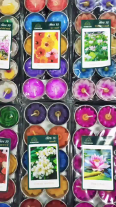 เทียนดอกไม้ เทียนทีไลท์ ต้นบุญ สำหรับไหว้พระ บูชาเทพ สปา อโรมา Flowers Tealight Decorative Candle