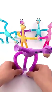 【SG】Telescopic Tube Giraffe Toy With Light/Kids Stress Relief Stretched Tube Giraffe Toy with Suction Cup Giraffe Toys Giraffe Toys For Kids Toys Light Up Greenlight Toys - Lazada