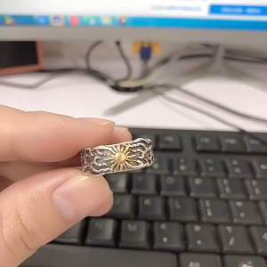 Cincin Pria Desain Sinar Matahari / SunLight Gaya Retro Model Terbuka