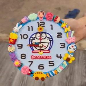 Tượng thạch cao hình đồng hồ size 15cm ( kèm màu và bộ đồng hồ kim hình bút chì )