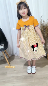 Baju Pakaian Anak Cewek Perempuan Dress Kaos Katun Usia Umur 1 2 3 4 5 6 7 8 Tahun Bordir Tsum Tsum