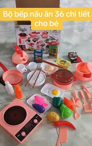 Đồ chơi nhà bếp nấu ăn có bếp điện dùng pin 2 màu xám hồng cho bé lựa chọn