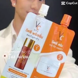 วิตซีซองคู่ [1กล่อง/6ซอง] ดับเบิ้ลวิตซี 2 STEP วิตซีน้องฉัตร VC Vit C Bio Face Advanced Pre-Serum + Whitening Cream 8 g.