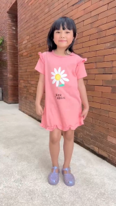 Dress Anak Elena Lucuna Warna Peach Size 1-5 Tahun