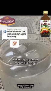 Cuka Apel Raw Organik Unfilter With The Mother Halal BPOM Cuka Apel Batu Malang Royal Sultan 320 ml