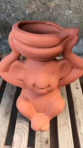 Chậu Đất Nung Con Khỉ 9x20cm Decor - KT 9x20cm- Trồng Sen Đá - Xương Rồng- LỖI 1 ĐỔI 1