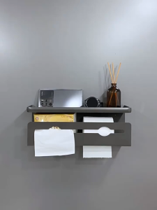 MEIDOO กล่องทิชชู่สีดำและสีเทา แบบยาว และ แบบสั้น ติดตั้งได้ 2 แบบ กันน้ำ ไม่เป็นสนิม