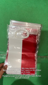 Bendera Merah Putih Tali 1 Pack isi 20 Lembar Panjang 5 Meter HUT RI 17 Agustus