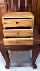 ตู้ลิ้นชัก 3ชั้น ขนาดเล็ก ไม้สักทอง ตู้ใส่ของ กล่องเก็บของ สินค้าคุณภาพ ราคาผู้ผลิต งานทำมือทุกชิ้น TH021