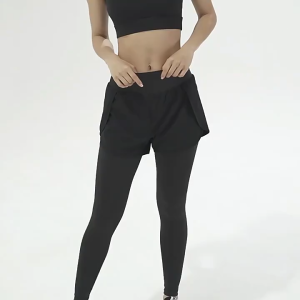 Sports Leggings for Women High Waist Yoga Pants Leggings for Gym Biker Pants Quick Drying Fake Two-piece Sports Pants