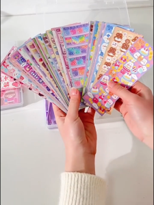 Mamibayi Diy Gantungan Kunci Akrilik Diy Keychain Set Kartu Stiker Lucu Mainan Kreatif Anak