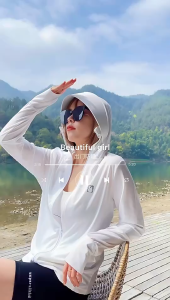 Jaket Anti UV Wanita Topi Besar Airy Jaket Sport Hoodie Olahraga UPF50+