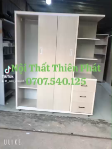 [Rẻ Nhất] Tủ Quần Áo Nhựa Đài Loan 3 Cánh Cửa Lùa Kèm Kệ Và Hộc Kéo