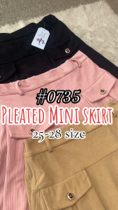 Lings Co Korean Pleated Mini Skirt 25-28 With Belt Corduroy & Inner Short 0735