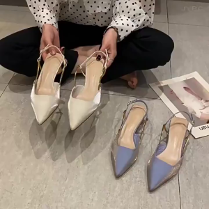 Fashionable Exquisite Korean High Heels Pointed Sandals Womens Slim Heel Work Shoes