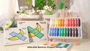 Jar Melo 24 Colors washable Beeswax Banana Crayons For Toddlers 1-3Non-Toxic Crayons with 108 Coloring Books PDF Pages  non-dirty hands non-toxic Crayons For Kids