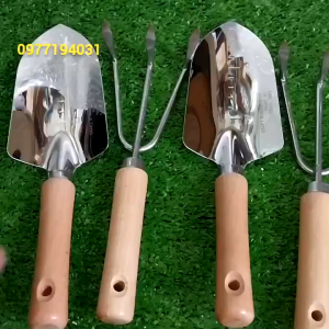 Dụng cụ làm vườn INOX 304 cao cấp hàng nhập JAPAN- Combo xẻng+cào 3 chỉa