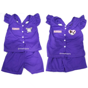 Setelan Anak Cinnamorrol Ruffle dengan Celana Hotpant Gemes/Stelan Kuromi Barbie Lotso Perempuan