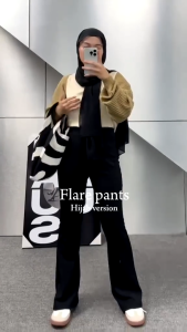 Flare Pants - Highwaist Flare Pants - Celana Kulot Semi Cutbray Wanita Scuba Premium