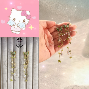 HCB-"Chic Long Tassel Stud Earrings– Elegant Floral Designs BowknotsPerfect for a Sweetheart Vibe!"