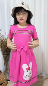 Baju Pakaian Anak Cewek Perempuan Dress Usia Tanggung Umur 5 6 7 8 Tahun Bordir Rabbit