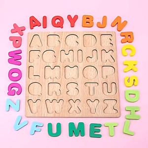 Mainan Edukasi Anak: Mainan Puzzle Kayu Bongkar Pasang Huruf Angka Alfabet T025