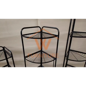 Wfurniture Modern Carbon Steel Folding Kitchen Bathroom Corner Metal Rack Shelf Storage 3-5 Layers