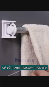 Giá Đỡ Thanh Treo Rèm Dán Góc Tường Xoay 360 Hamart Móc Vòng Tròn Siêu Dính Cố Định Đa Năng